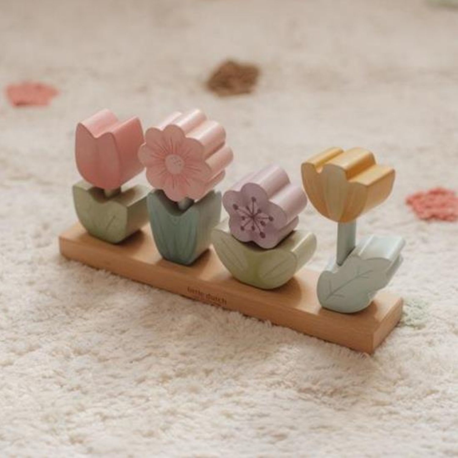 Puzzle fleurs à empiler en bois FSC Fairy Garden (Little Dutch) - Image 1