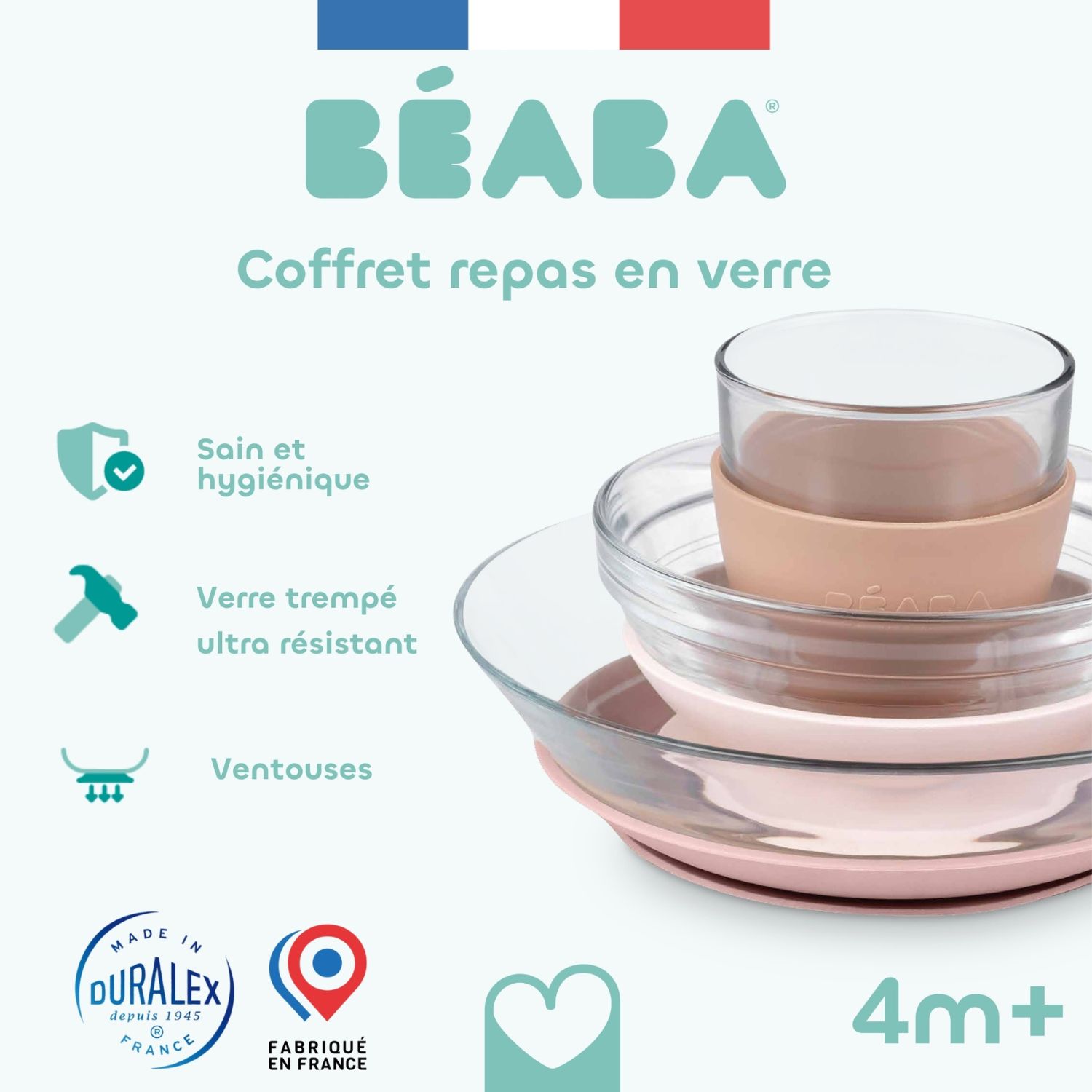 Coffret repas en verre X DURALEX Barbe à papa (Béaba) - Image 5