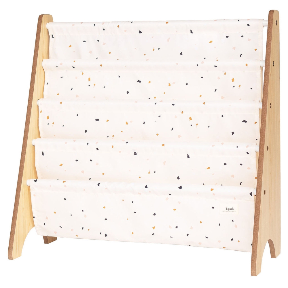 3 sprouts - Bibliothèque en tissu recyclé Terrazzo crème
