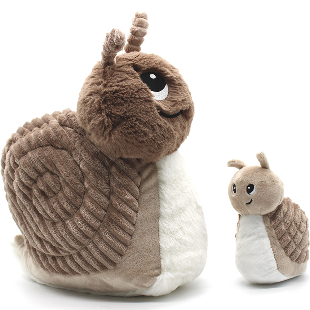 Les Déglingos - Peluche Speedou l'escargot maman et bébé brun (25 cm)