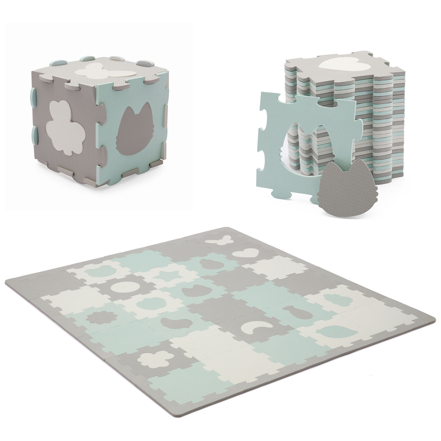 Kinderkraft - Tapis puzzle Luno Shapes Mint (165 x 185 cm)