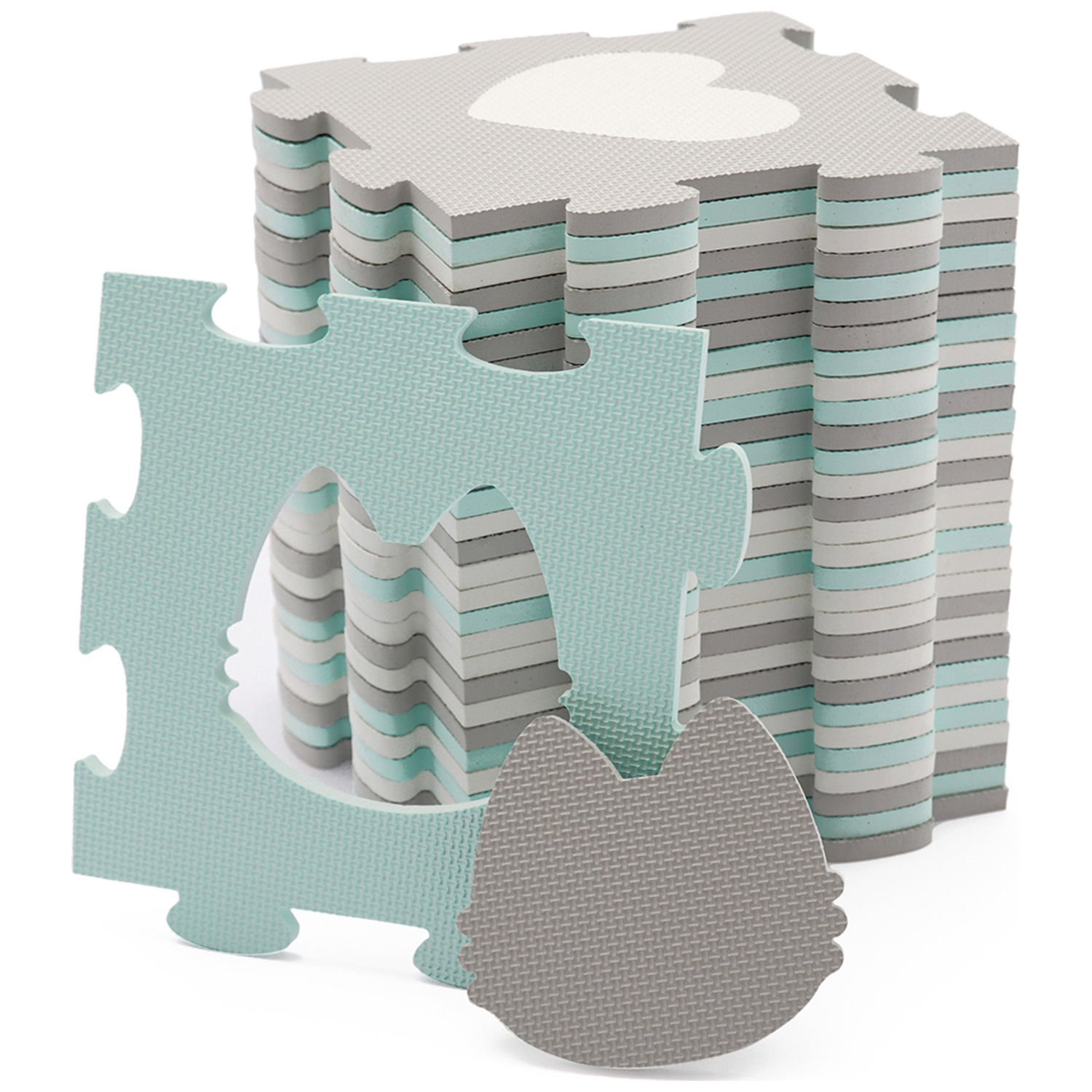 Tapis puzzle Luno Shapes Mint (165 x 185 cm) (Kinderkraft) - Image 4