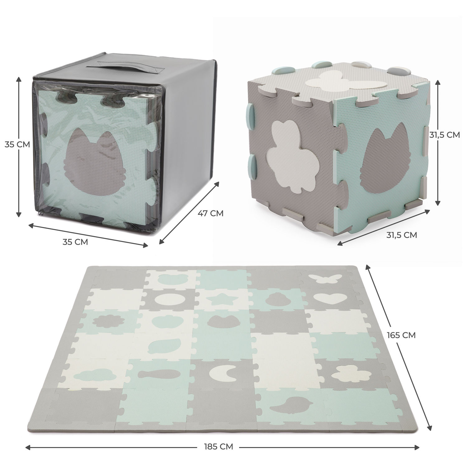 Tapis puzzle Luno Shapes Mint (165 x 185 cm) (Kinderkraft) - Image 9