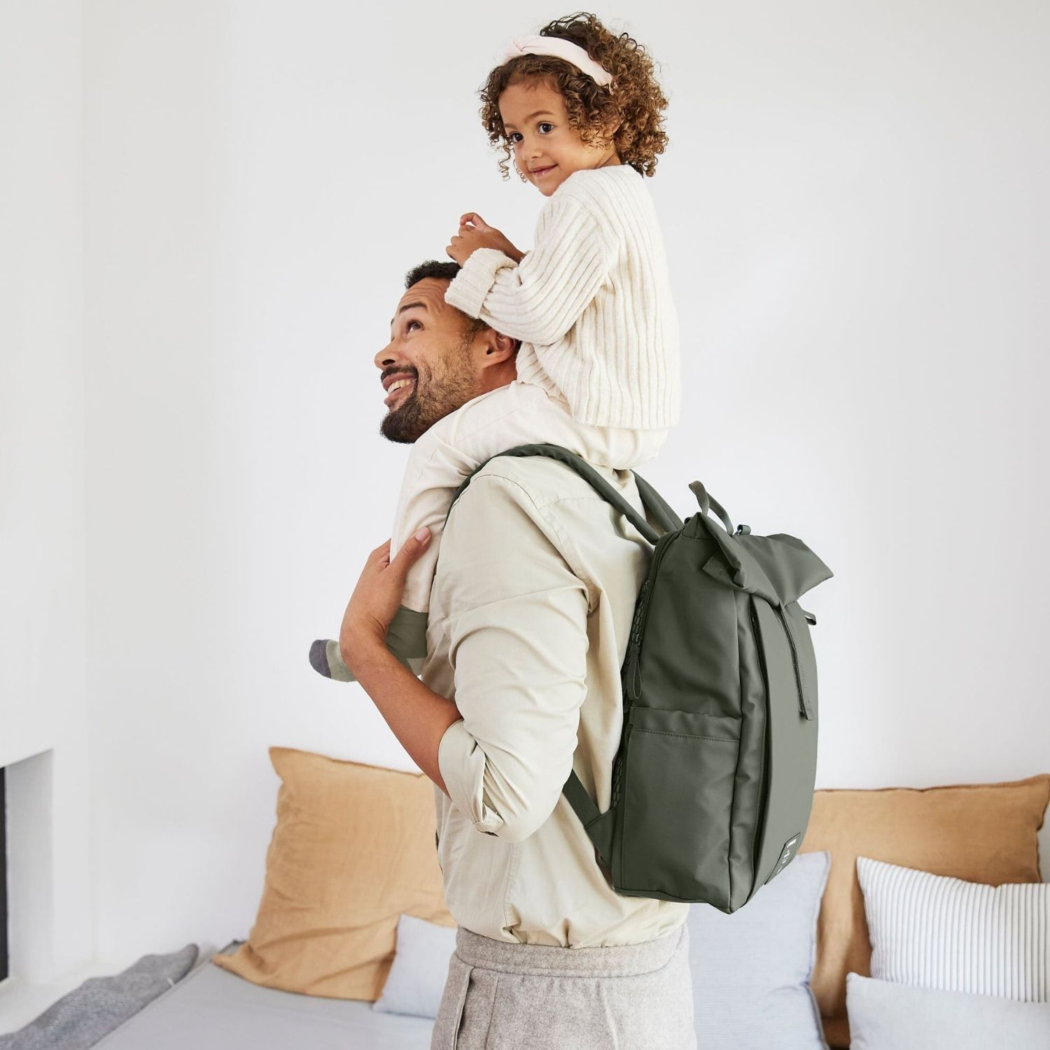 Sac à dos à langer Rolltop Up olive Green Label (Lassig) - Image 1