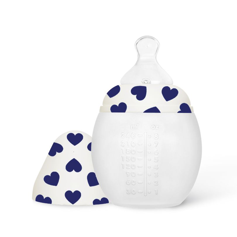 Elhée - Biberon anti-colique en silicone Full of Love Blue (240 ml)
