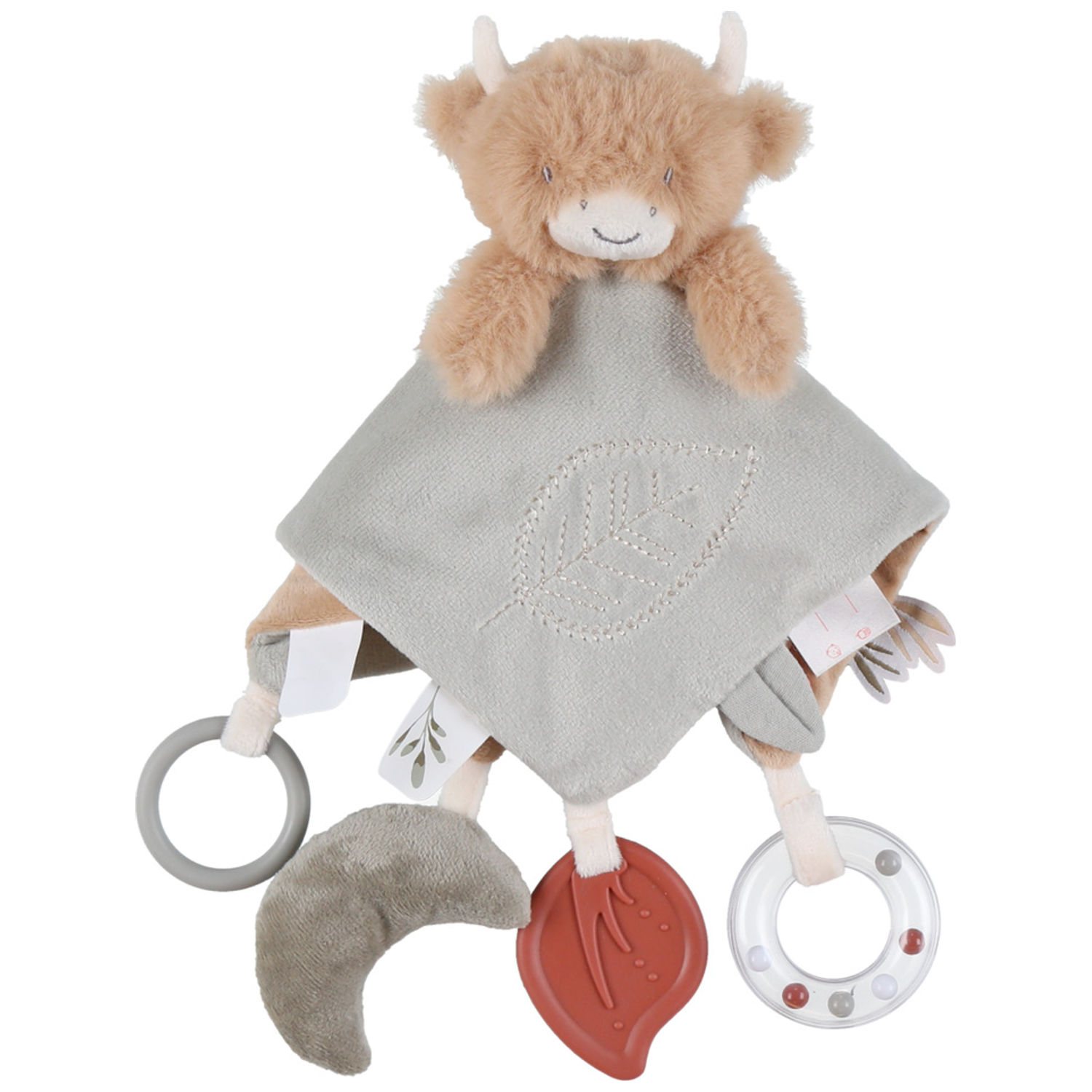 Noukie's - Doudou plat attache sucette Fluffy Cow