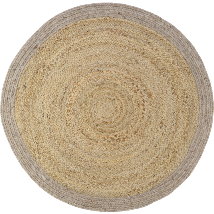Nattiot - Tapis rond Yhuki en jute et laine Taupe (140 cm)