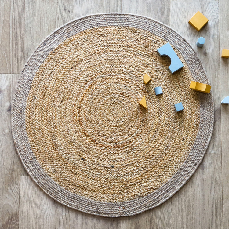 Tapis rond Yhuki en jute et laine Taupe (140 cm) (Nattiot) - Image 3