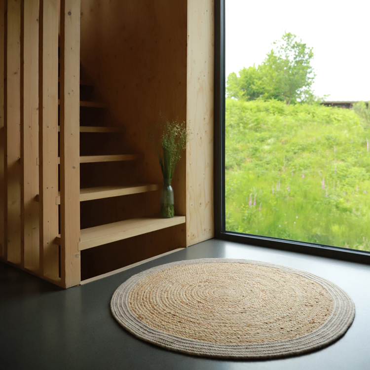 Tapis rond Yhuki en jute et laine Taupe (140 cm) (Nattiot) - Image 3