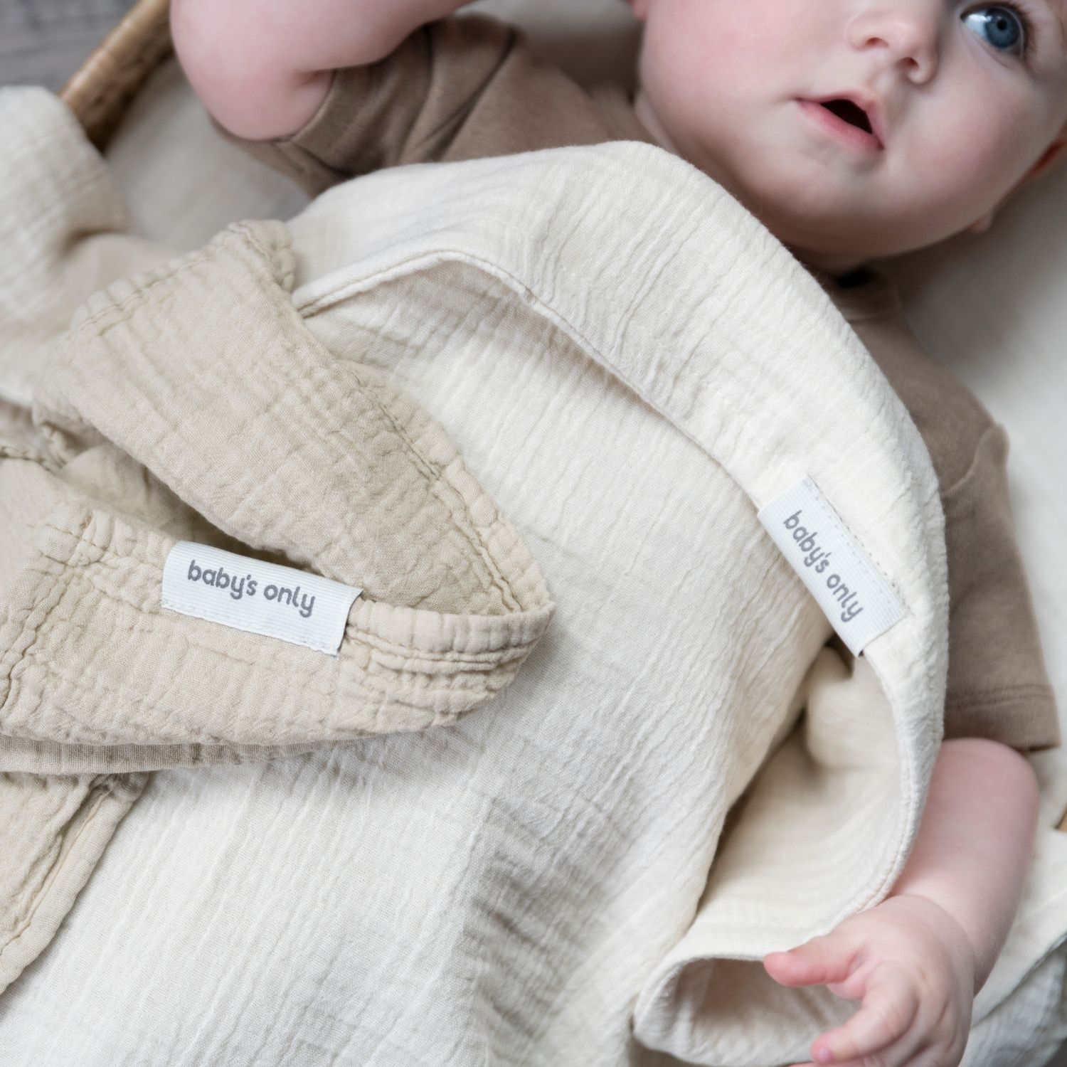 Lot de 3 mini lange Tender Beige-Linen (30 x 30 cm) (Baby's Only) - Image 4