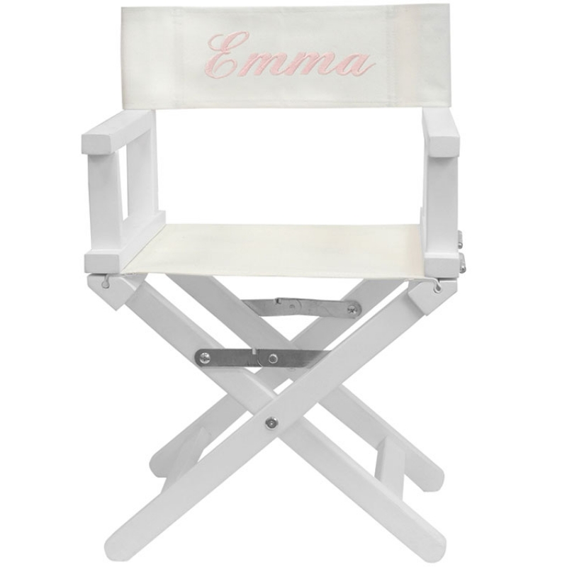 ANVIE - Fauteuil metteur en scène rose clair pieds blancs (personnalisable)