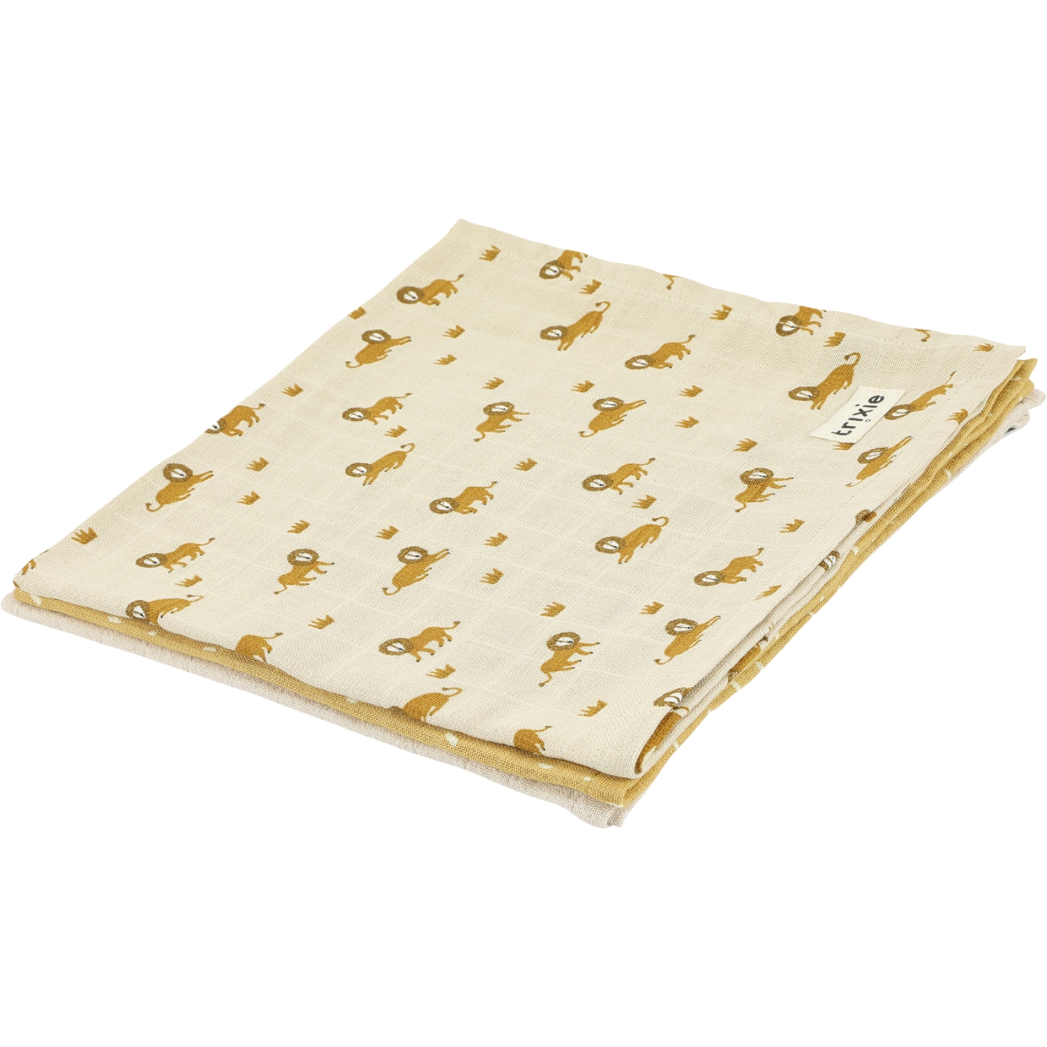 Trixie - Lot de 3 langes en mousseline Lively Lion (55 x 55 cm)