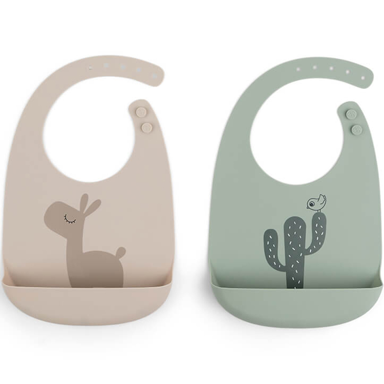 Done by deer - Lot de 2 bavoirs en silicone  Lalee Sable et Vert