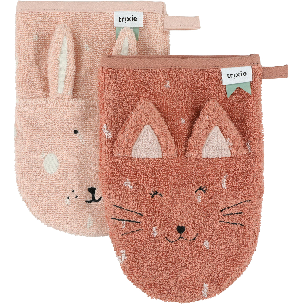 Lot de 2 gants de toilette Mrs. Cat et Mrs. Rabbit (Trixie) - Image 1