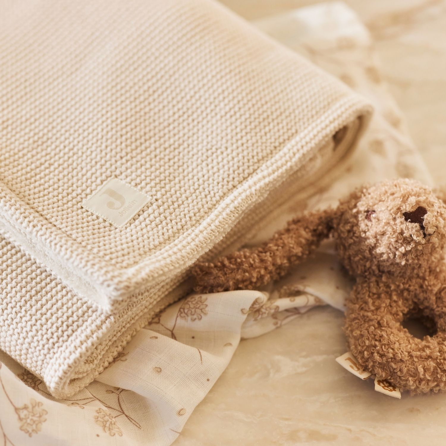 Couverture en polaire Basic Knit Oatmeal (75 x 100 cm) (Jollein) - Image 1