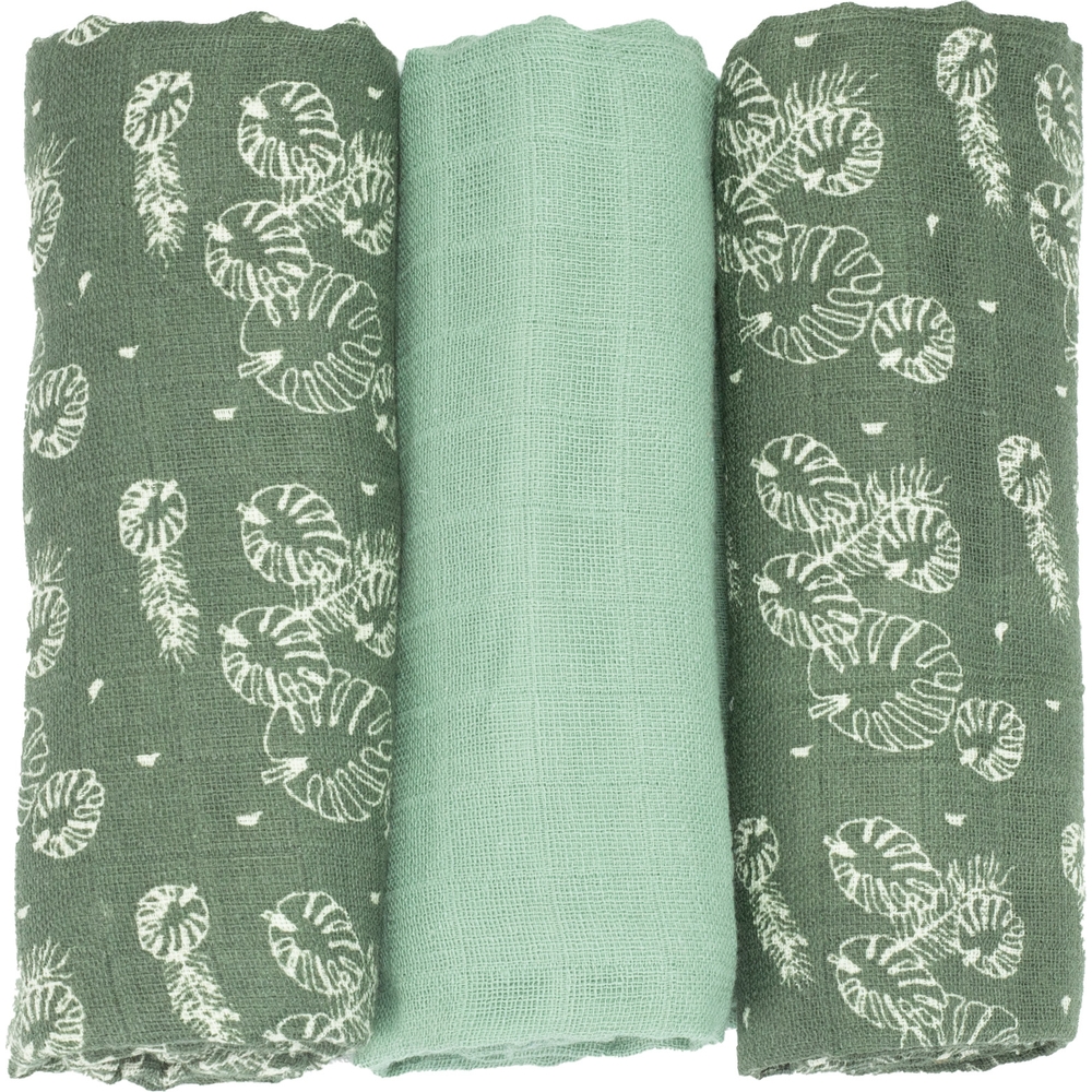 Lot de 3 langes en mousseline de coton Feuille (70 x 70 cm) (Trois Kilos Sept) - Image 1