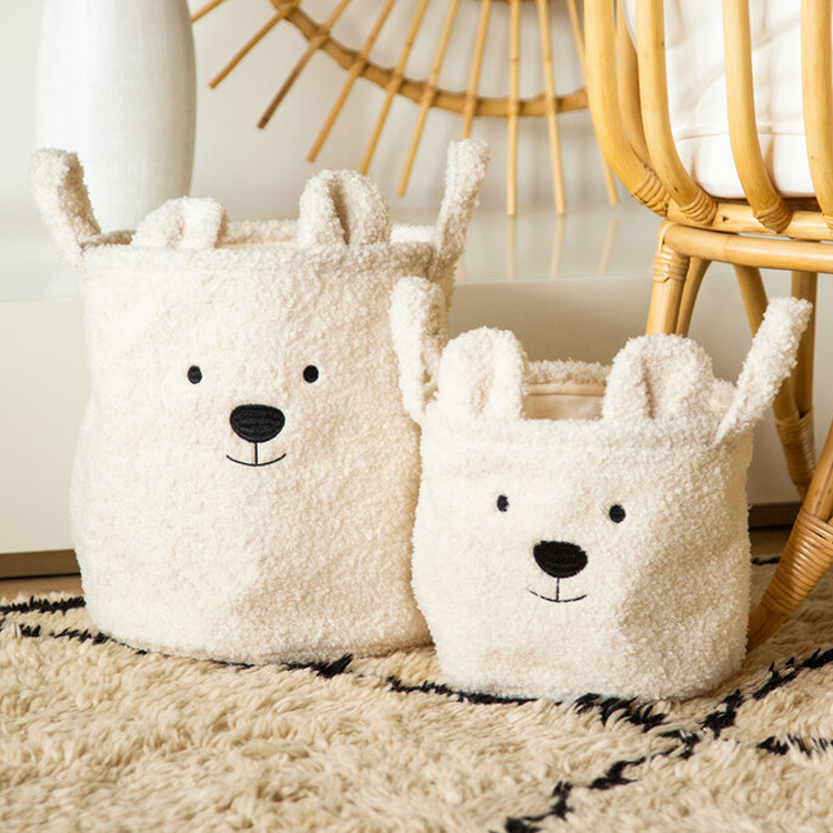 Panier de rangement Teddy écru (25 x 20 cm) (Childhome) - Image 1