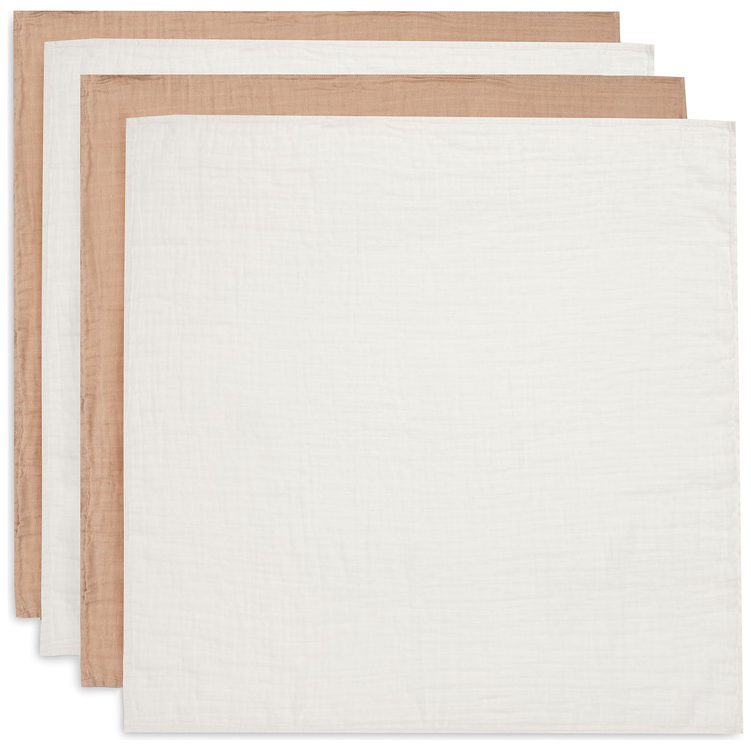 Jollein - Lot de 4 langes en coton Biscuit-Ivory (70 x 70 cm)
