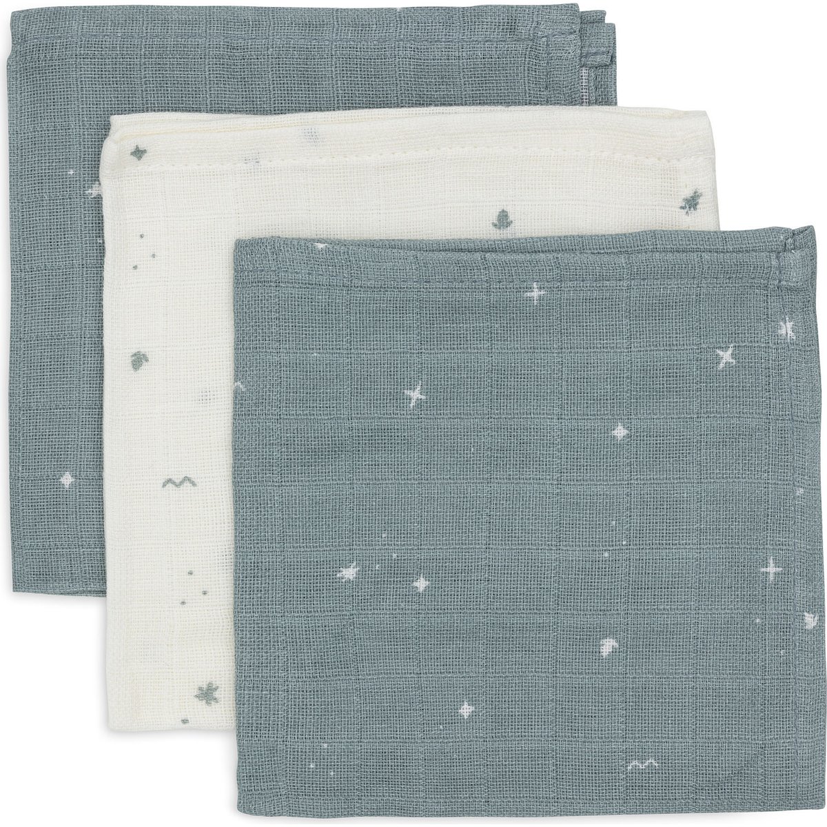 Jollein - Lot de 3 mini langes en gaze de coton Sea Green (31 x 31 cm)