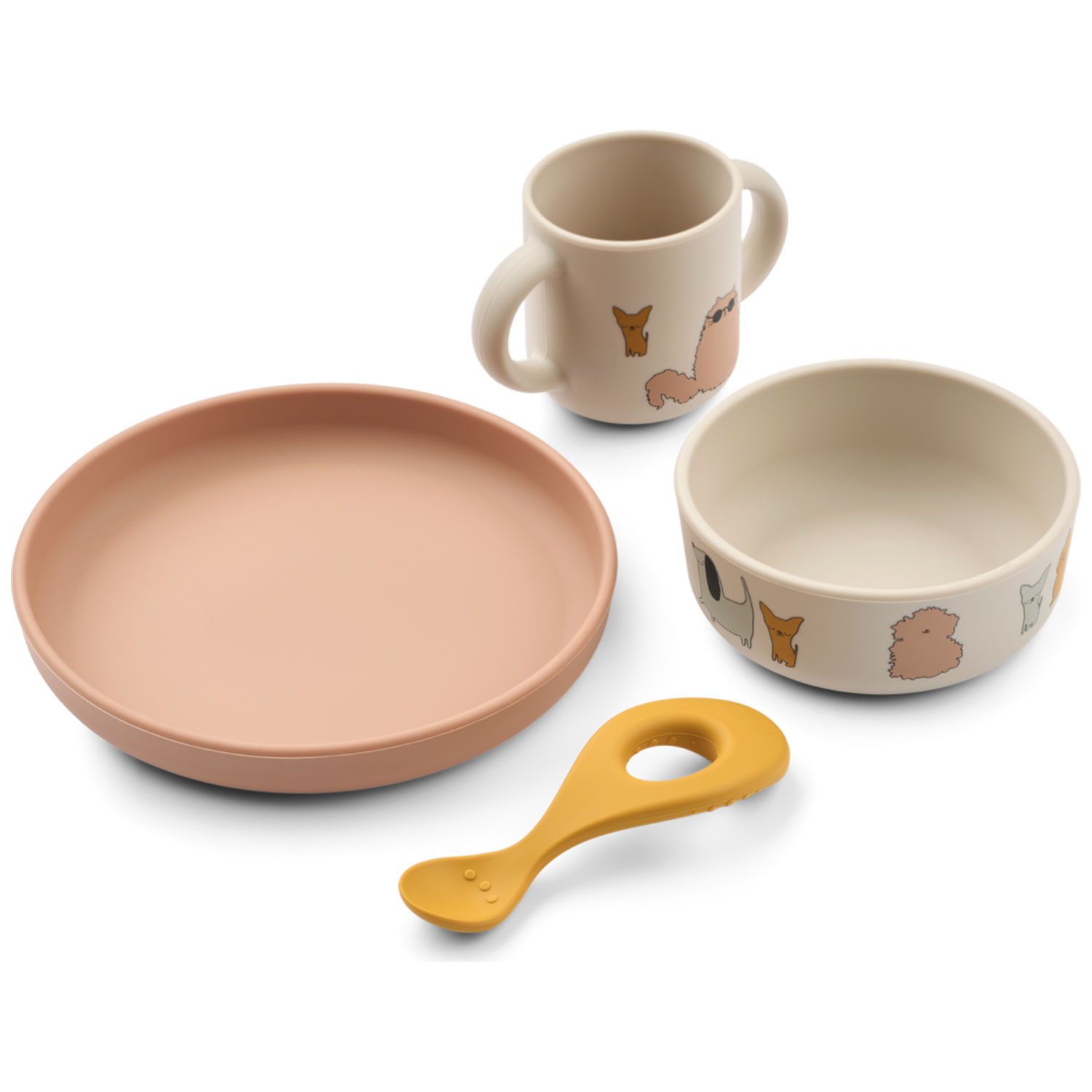 Liewood - Coffret repas en silicone Vivi Cats and Dogs (4 pièces)