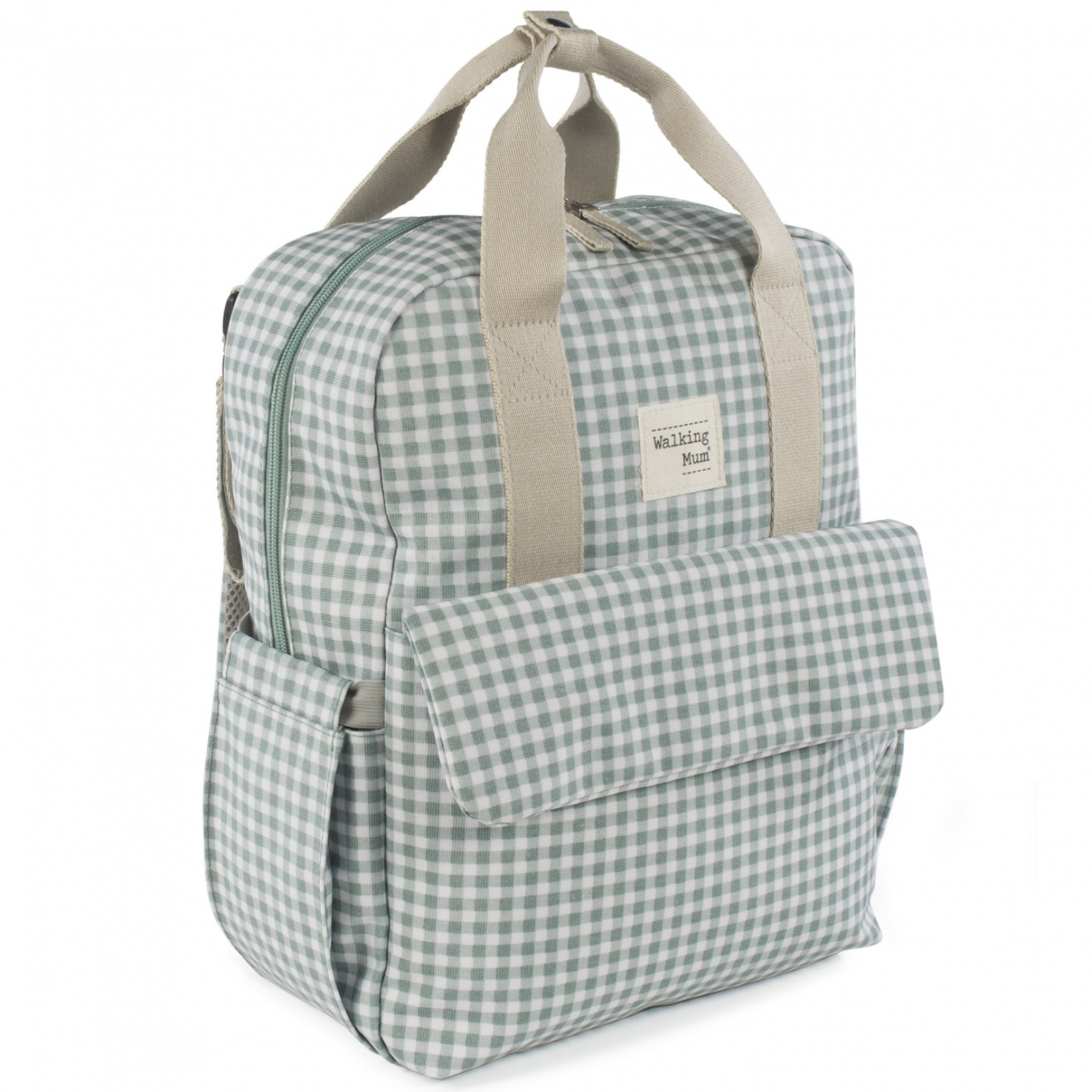 Sac à dos à langer I love Vichy vert (Walking Mum) - Image 6