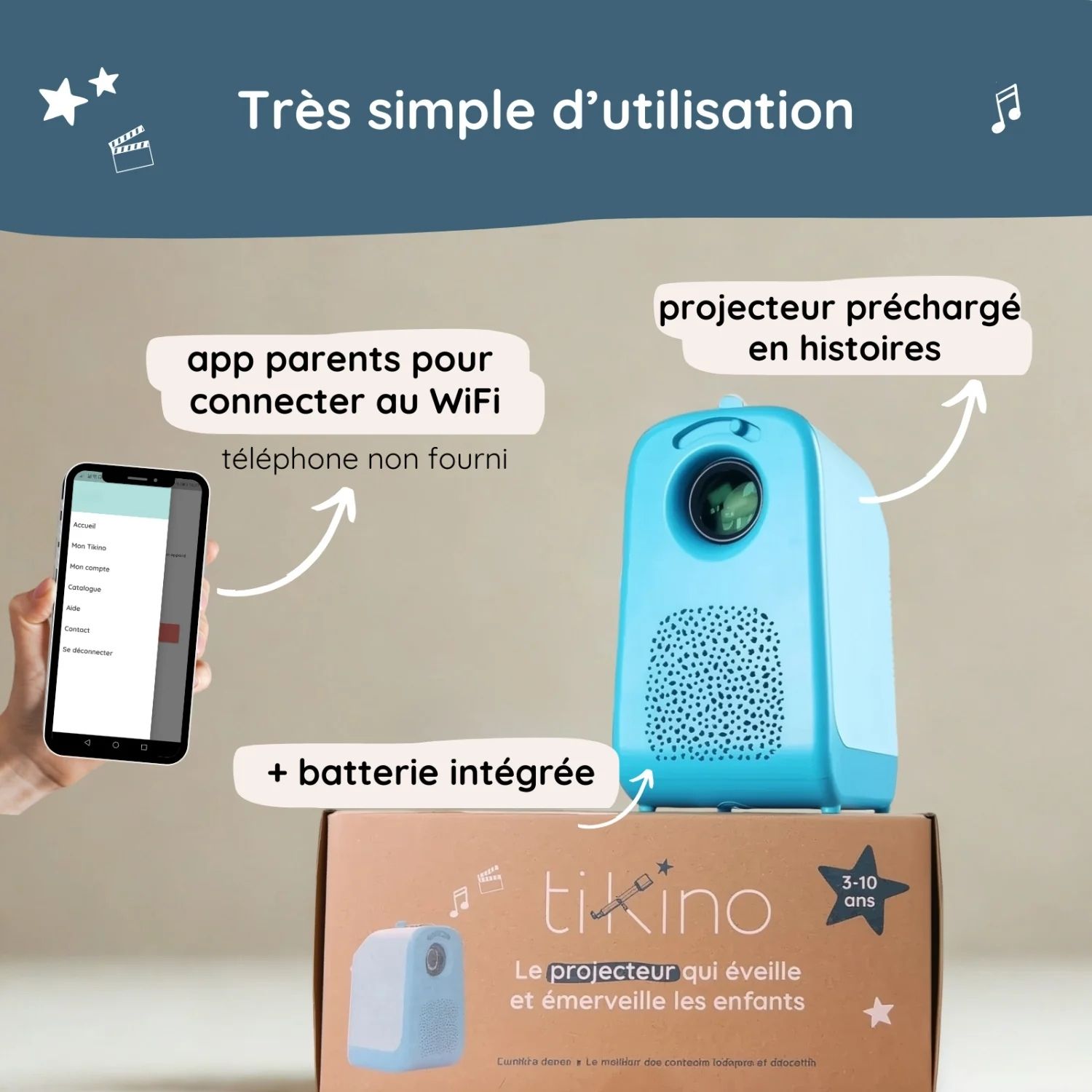 Vidéoprojecteur Tikino des 3-10 ans (sur batterie) (Tikino) - Image 5