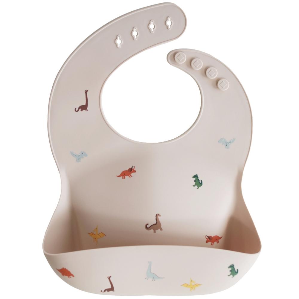 Bavoir à poche en silicone Dinosaure (Mushie) - Image 1