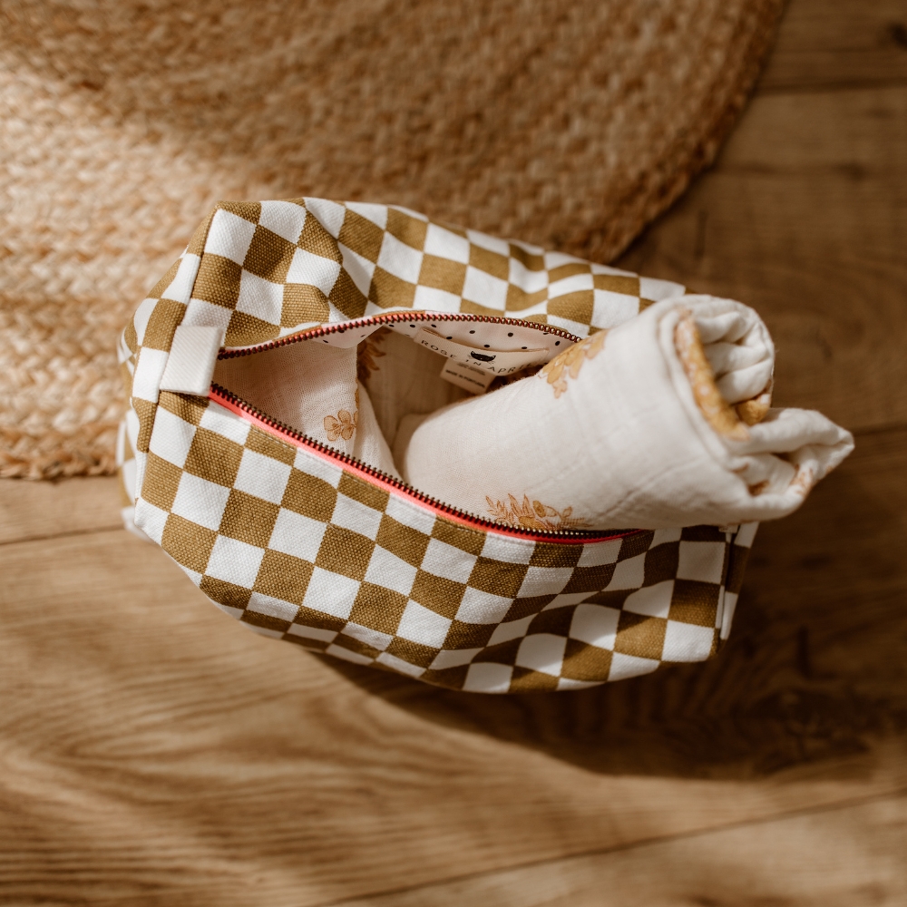 Trousse de toilette Vic damier caramel (Rose in April) - Image 2