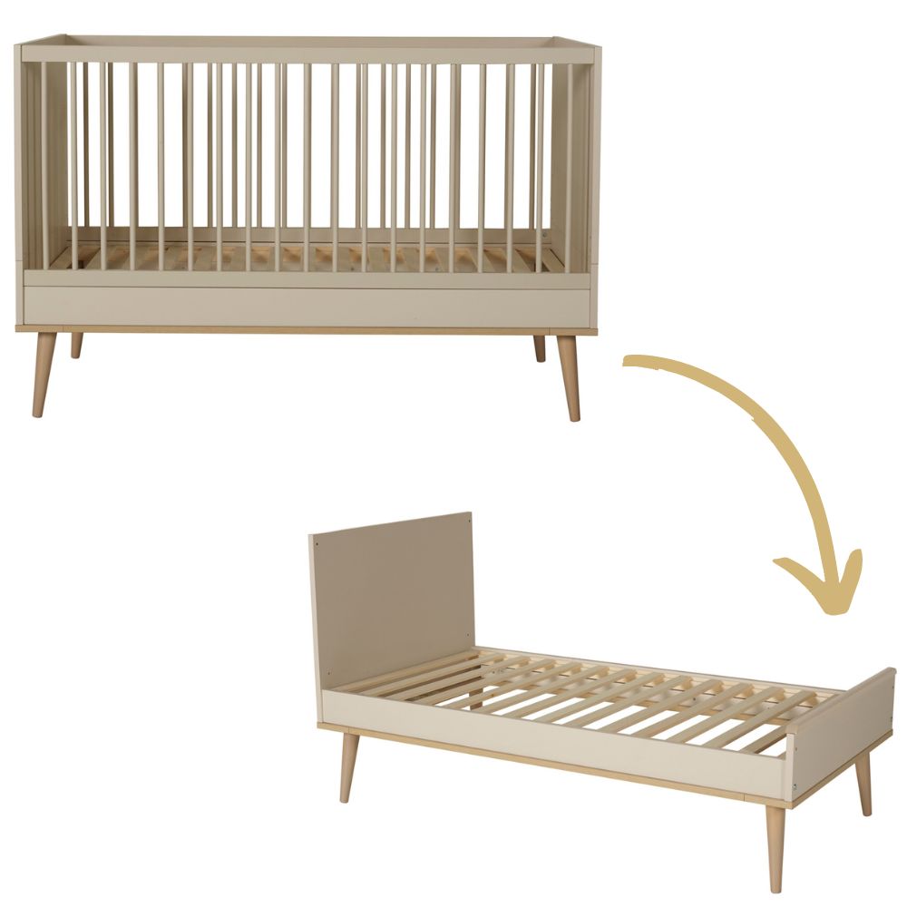 Lit B&eacute;b&eacute; 70x140 Cm Flow Argile Et Oak - Quax