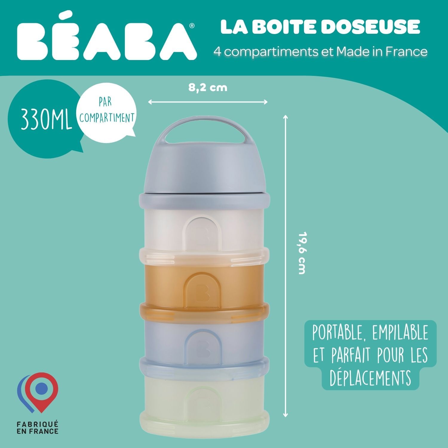 Boîte doseuse 4 compartiments Galet Translucide (Béaba) - Image 6