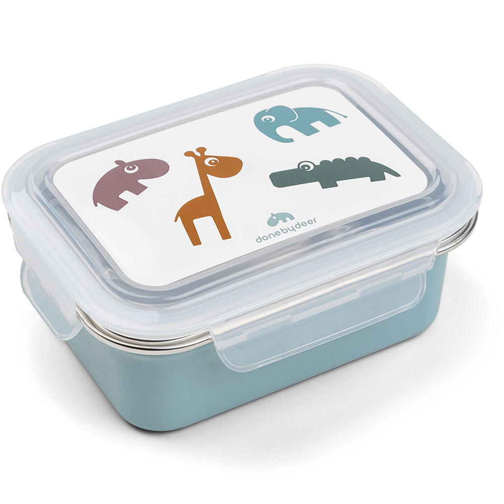 Boîte à goûter inox Deer friends Bleu