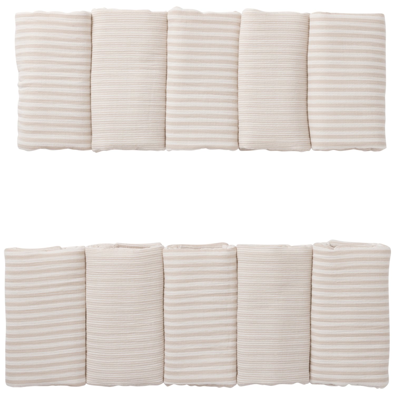 Bb&Co - Tour de lit modulable et respirant gaze beige rayé galet