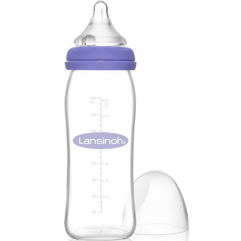 Lansinoh - Biberon en verre Natural Wave spécial allaitement (240 ml)
