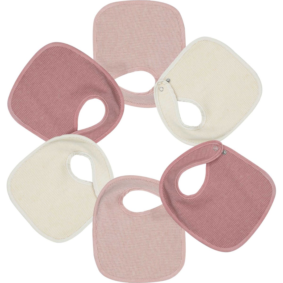 Trois Kilos Sept - Lot de 6 bavoirs de naissance Nid d'abeille Rose