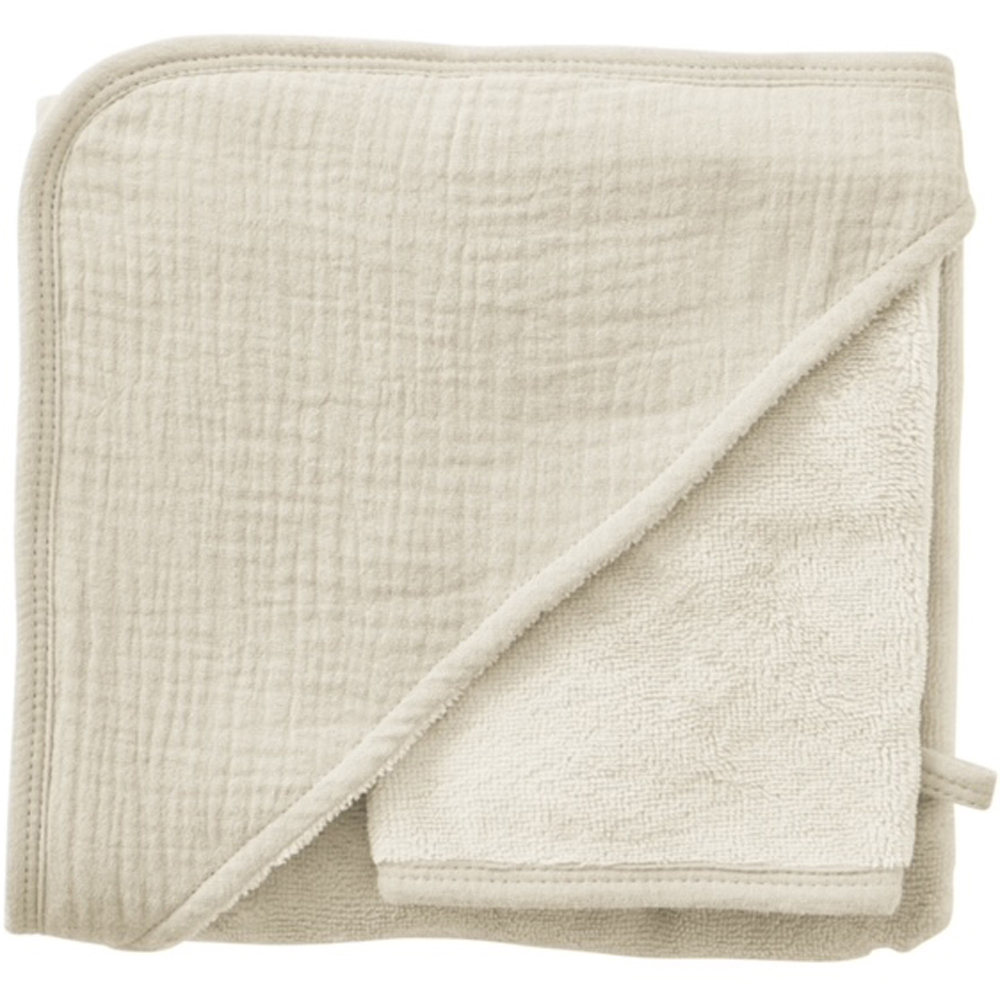 Bb&Co - Cape de bain bambou + gant Mousse de lait (70 x 70 cm)