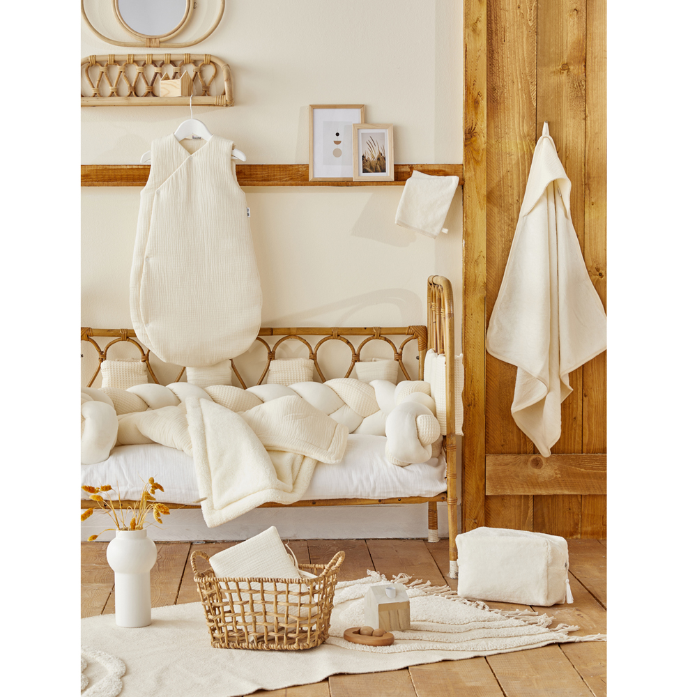Cape de bain bambou + gant Mousse de lait (70 x 70 cm) (Bb&Co) - Image 1