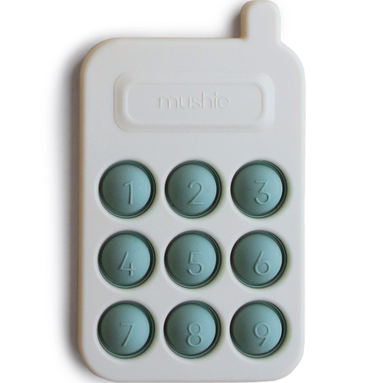 Mushie - Pop it en silicone Téléphone Cambridge blue