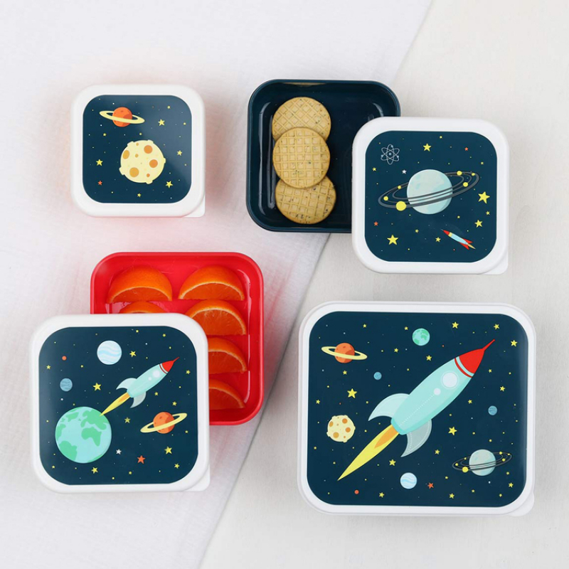 Lot de 4 boîtes à goûter Espace (A Little Lovely Company) - Image 2