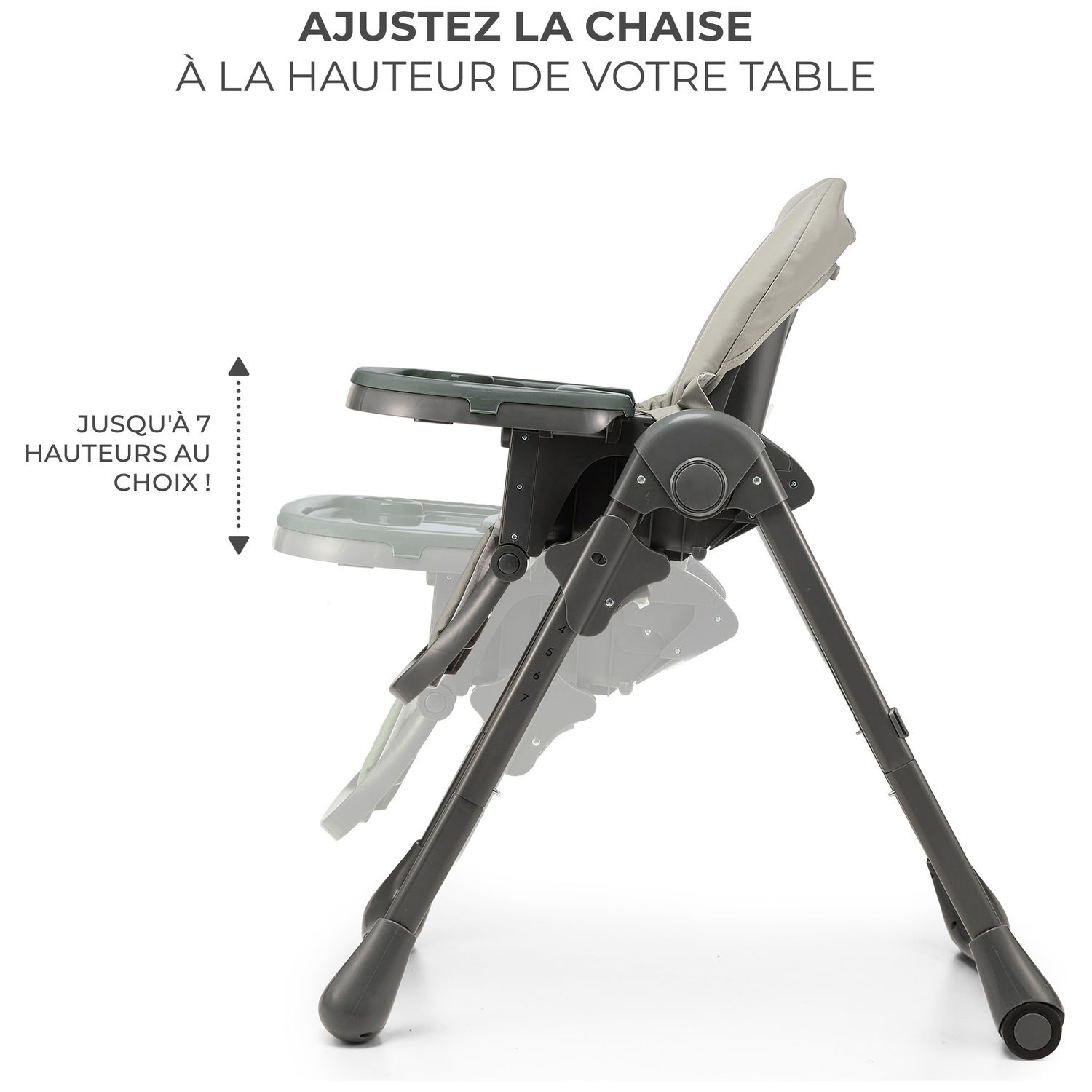 Chaise haute 2 en 1 Tummie Grey (Kinderkraft) - Image 4
