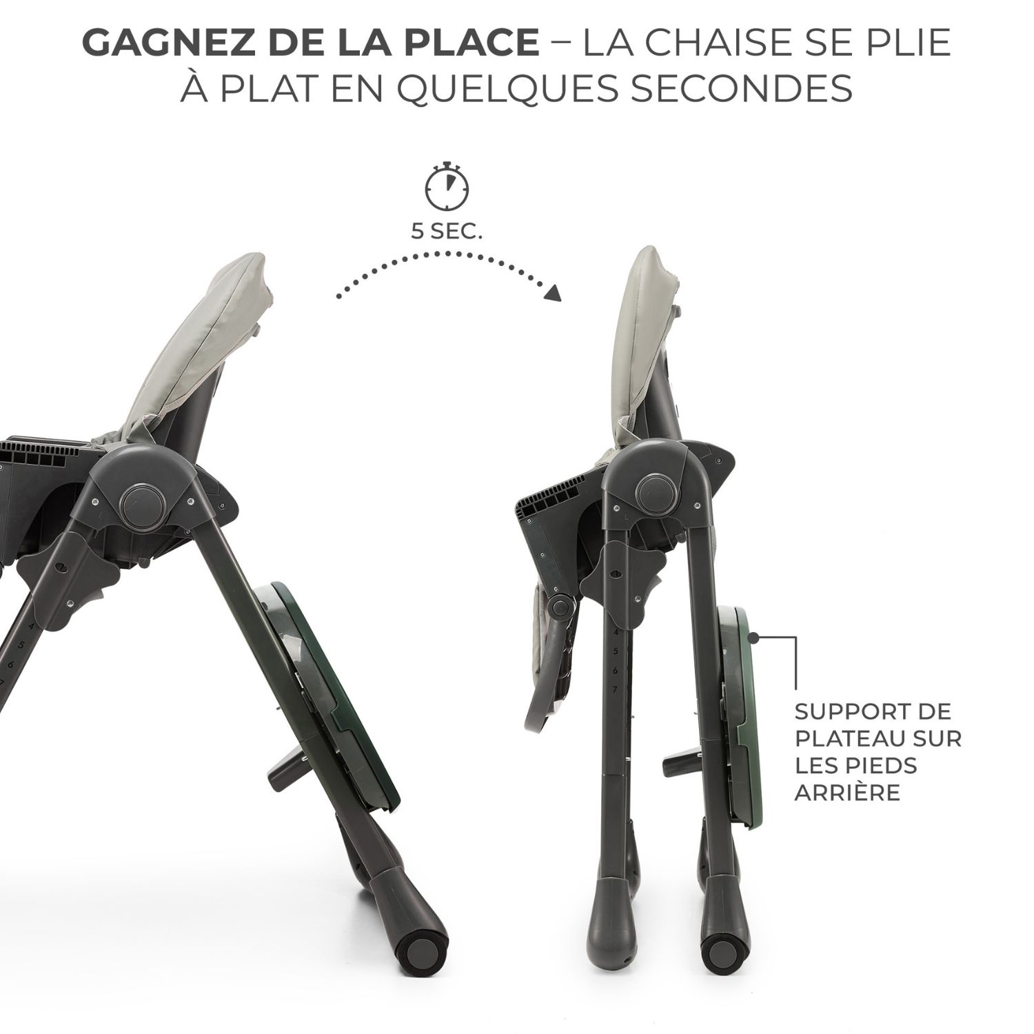 Chaise haute 2 en 1 Tummie Grey (Kinderkraft) - Image 7