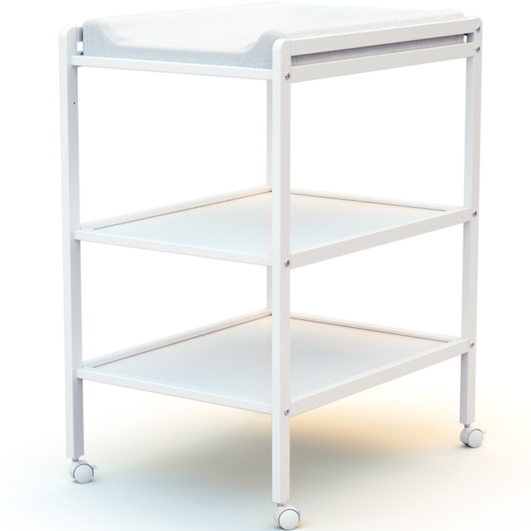 At4 - Table à langer 2 étagères en bois blanc