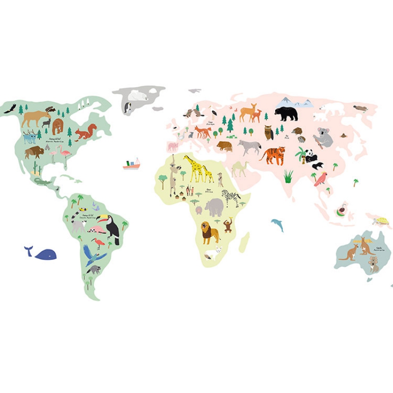Stickers géants Animaux du monde (160 x 80 cm) (MIMI'lou) - Image 1
