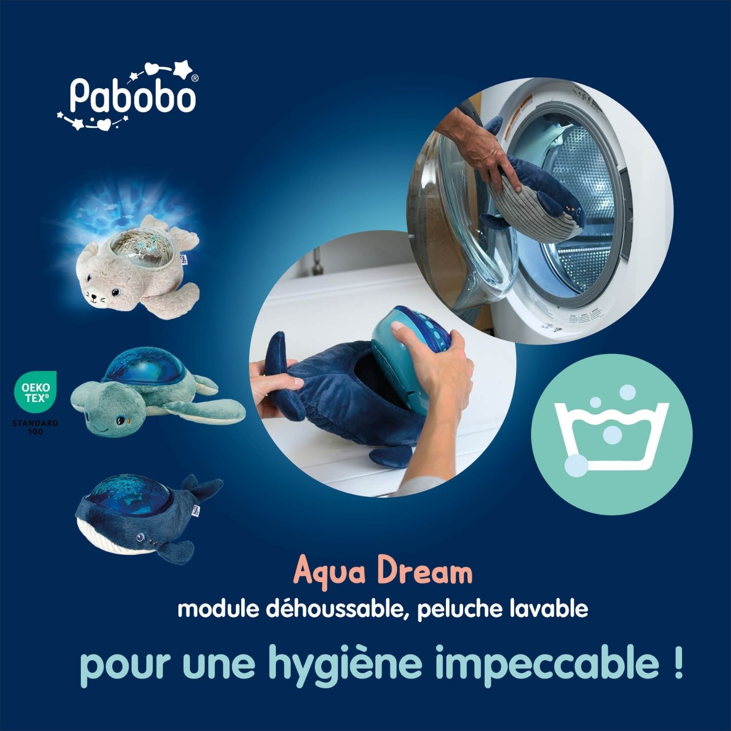 Veilleuse peluche bruits blancs Aqua dream tortue rechargeable (Pabobo) - Image 2