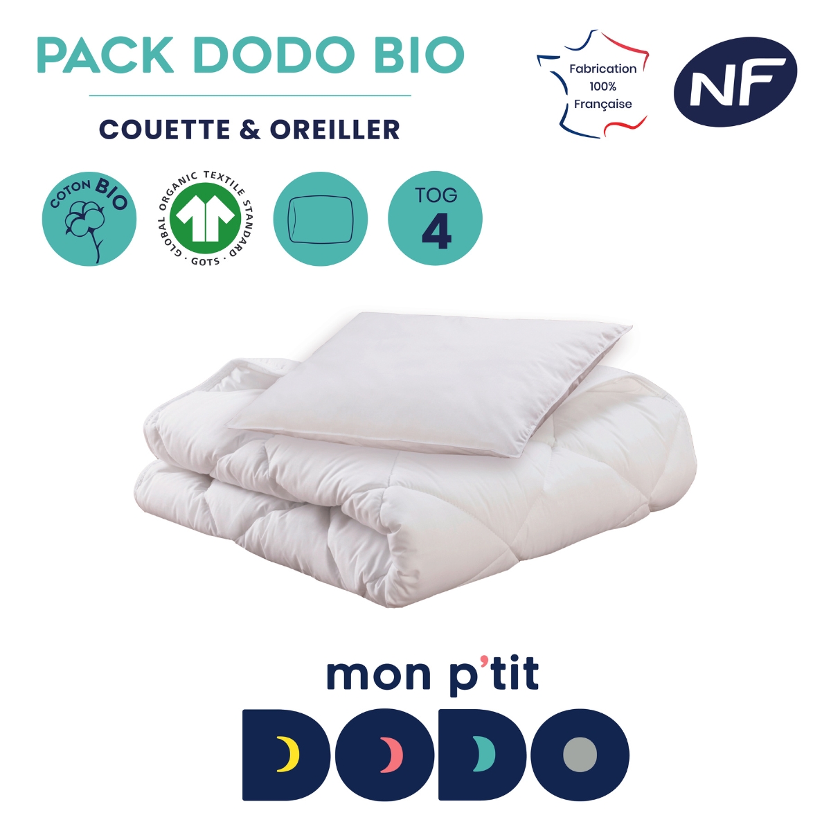 Pack bio couette et oreiller (100 x 140 cm) (Mon P'tit Dodo) - Image 3