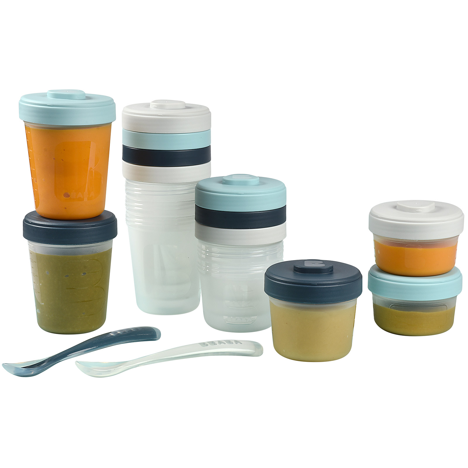 Pack 1er repas avec pots de conservation et cuillères Storm (Béaba) - Image 1