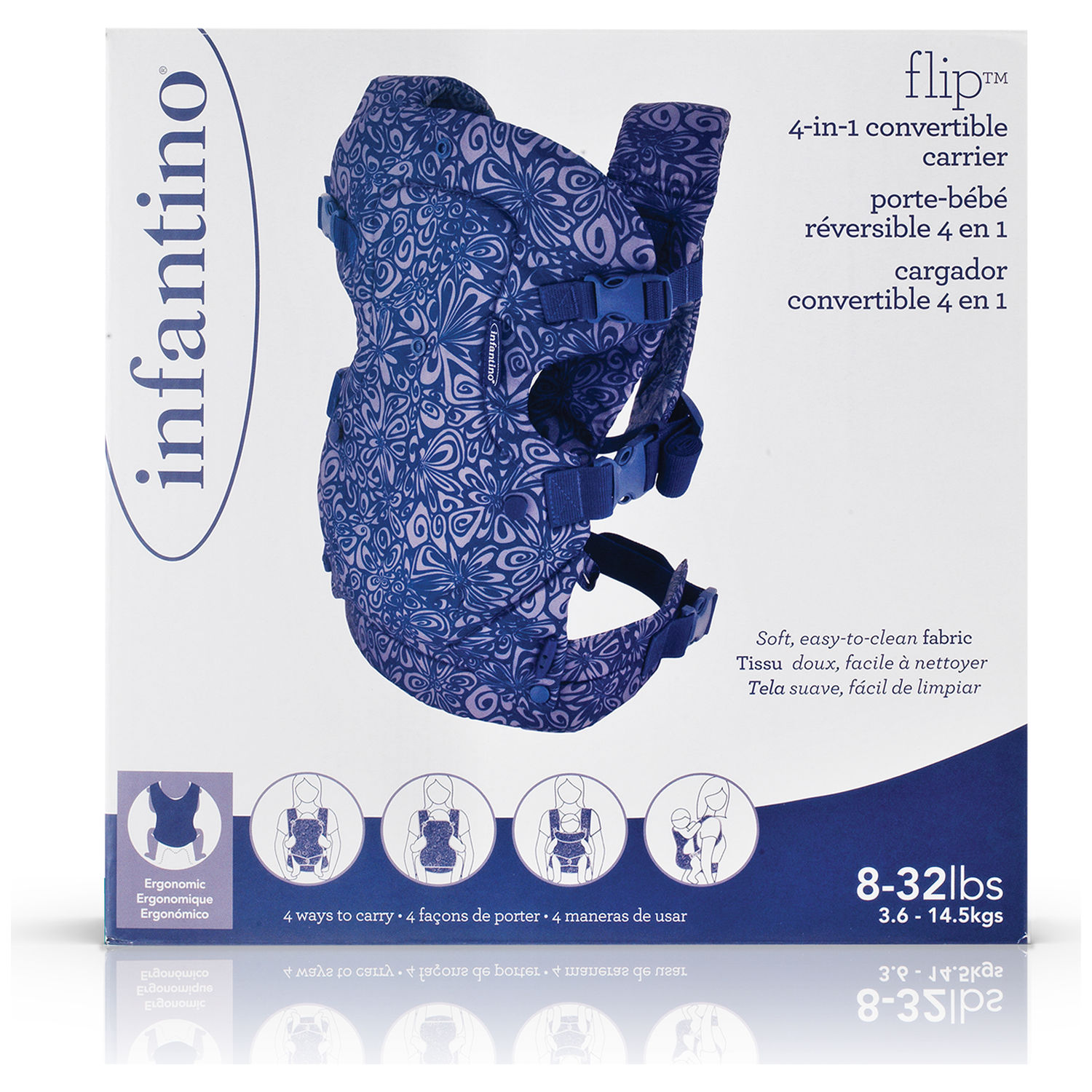 Porte bébé Flip 4 en 1 Navy Floral (Infantino) - Image 8