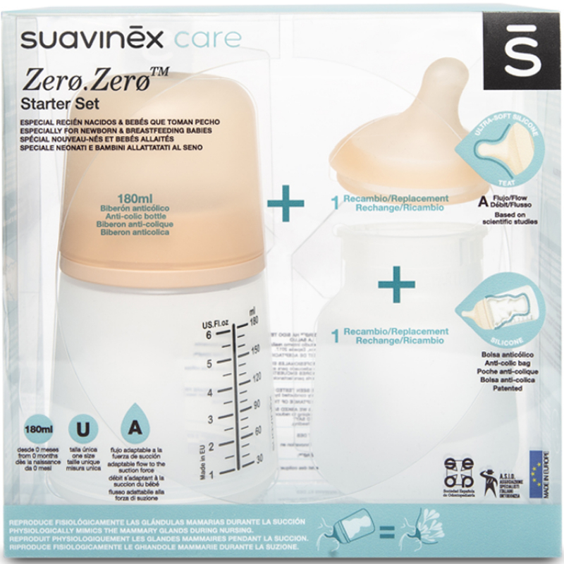 Coffret biberon spécial allaitement Zerø.Zerø et accessoires (180 ml) (Suavinex) - Image 6