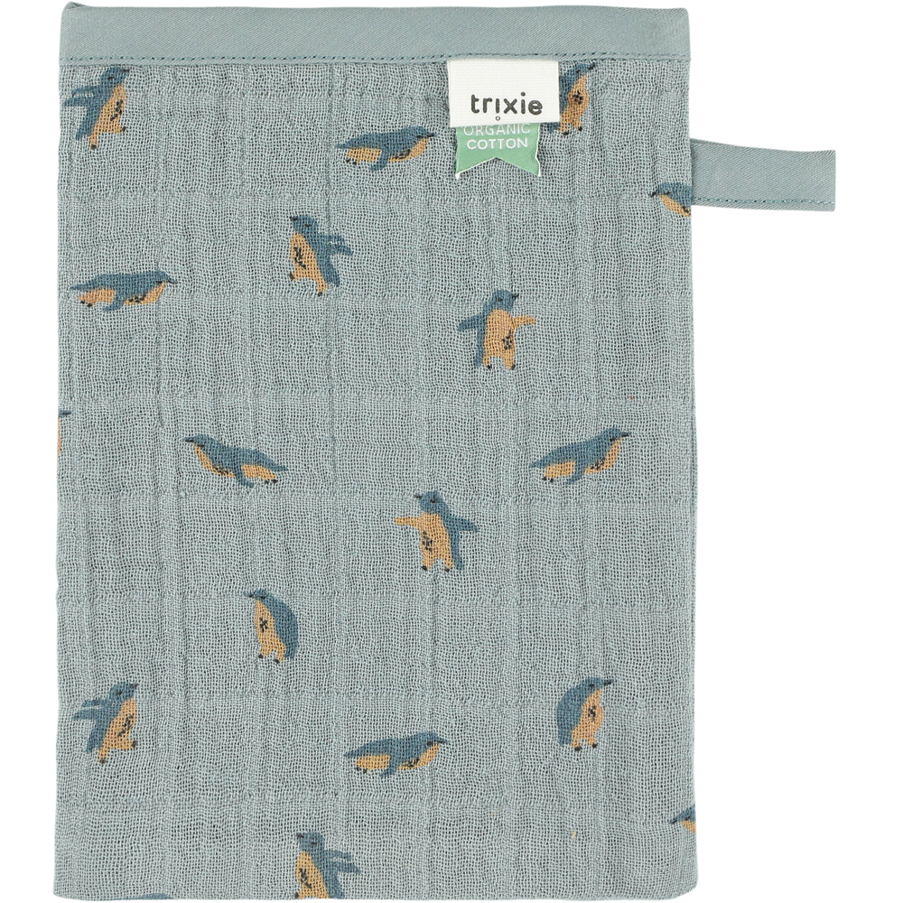 Lot de 3 gants de toilette en mousseline Peppy Penguins (Trixie) - Image 1