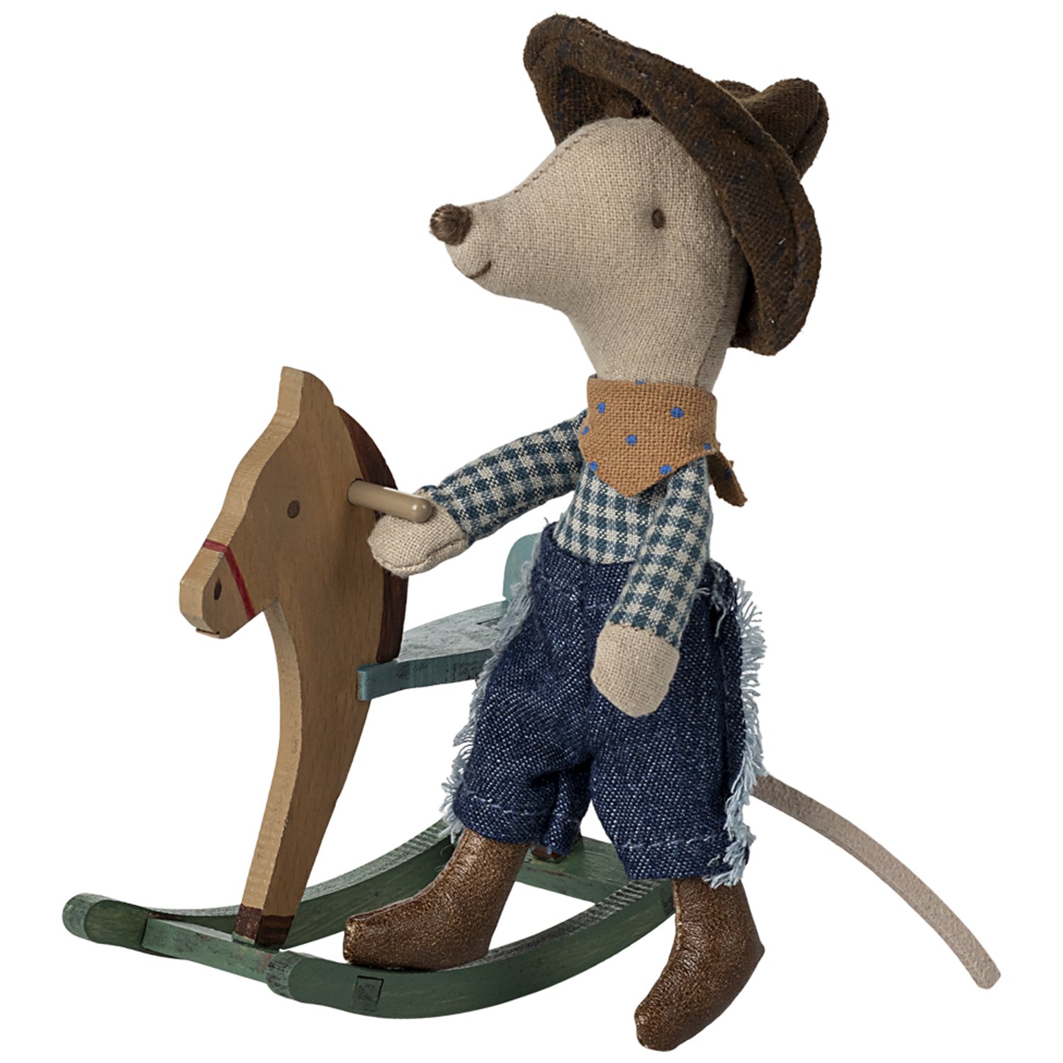 Souris Cowboy sur son cheval à bascule Petit frère (Maileg) - Image 3
