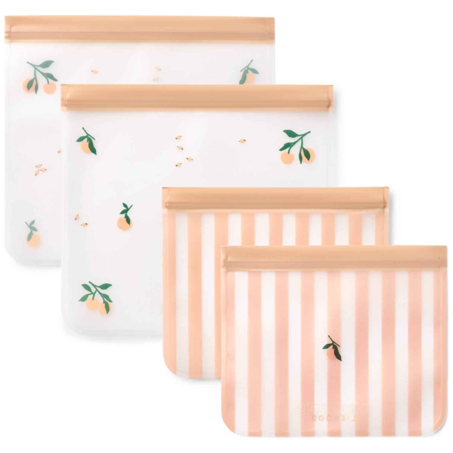 Liewood - Lot de 4 sachets réutilisables Rebus Peach
